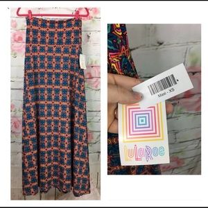 NWT LULAROE XS MAXI LONG SKIRT PSYCHEDELIC